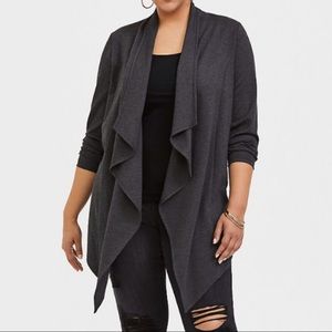 Grey Drape Front Cardigan